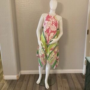 Ivy Lane White Floral Handkerchief Sleeveless Dress Size 10